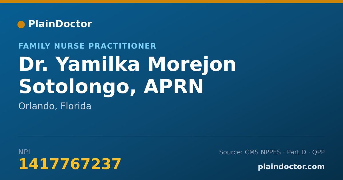 Shareable card for Yamilka Morejon Sotolongo, APRN - Family Nurse Practitioner, Orlando, FL