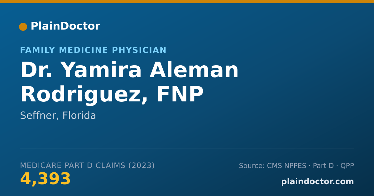 Shareable card for Yamira Aleman Rodriguez, FNP - Family Medicine Physician, Seffner, FL