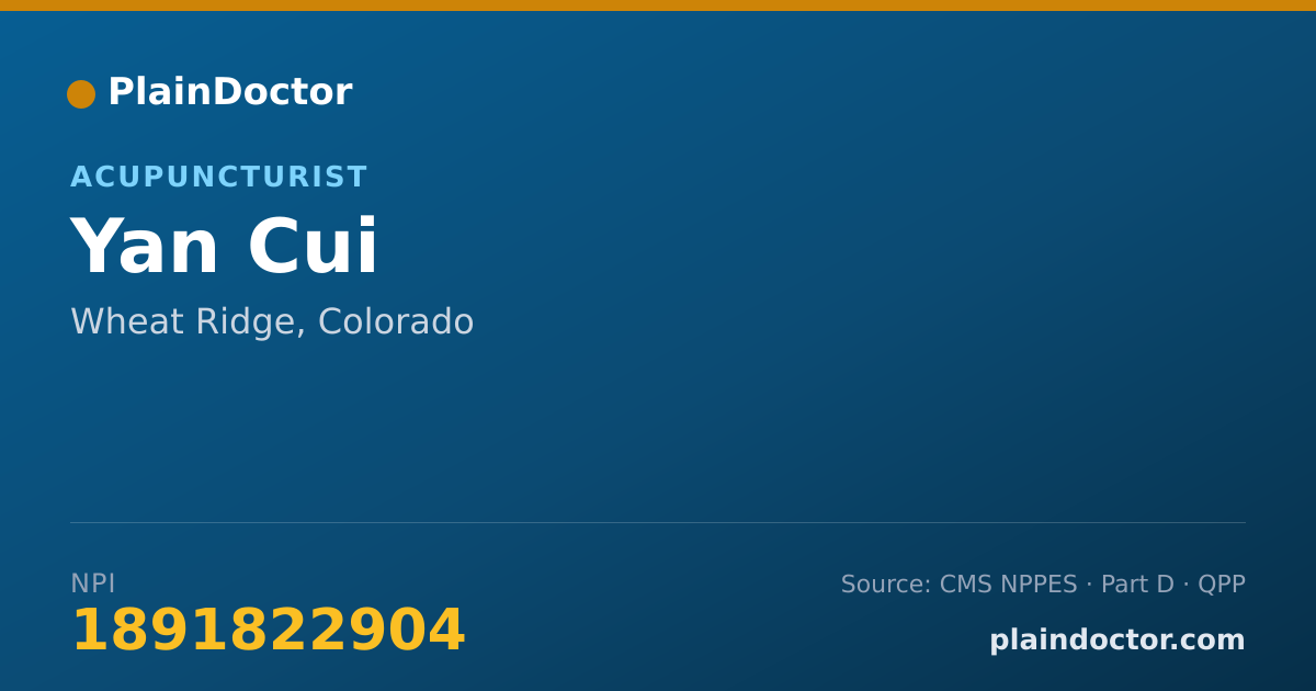 Shareable card for Yan Cui - Acupuncturist, Wheat Ridge, CO