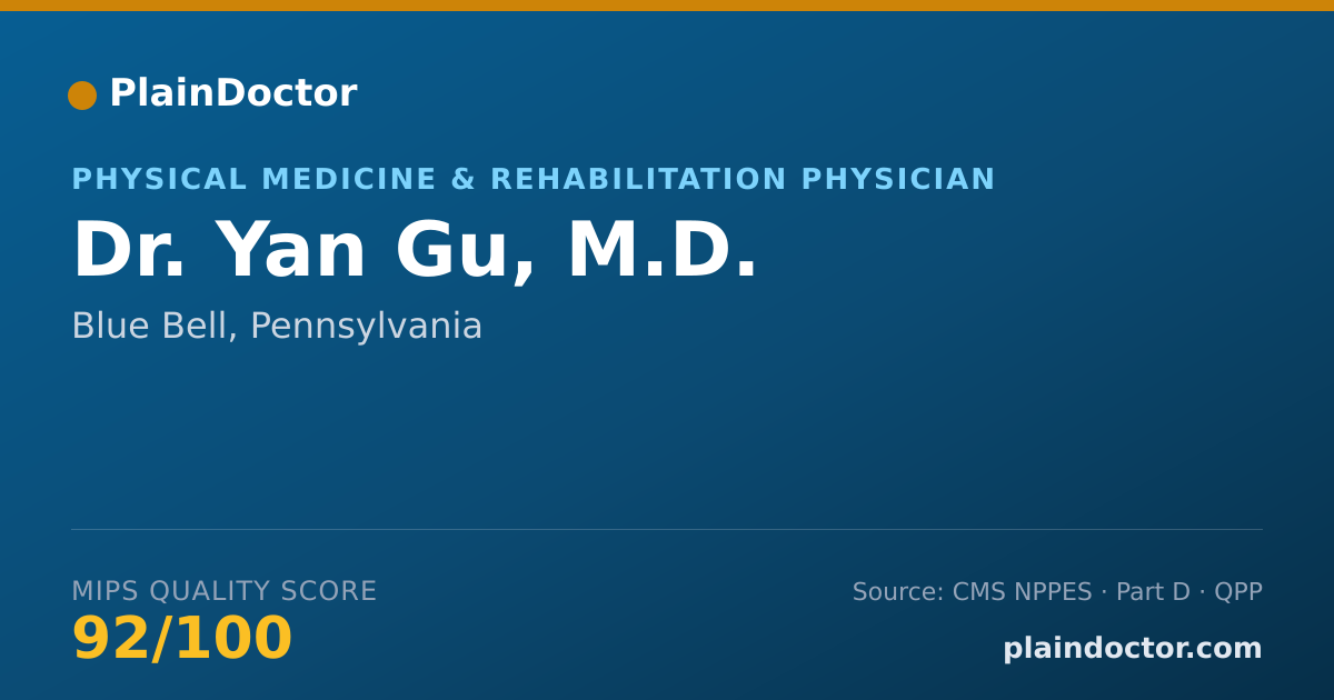Shareable card for Yan Gu, M.D. - Physical Medicine & Rehabilitation Physician, Blue Bell, PA