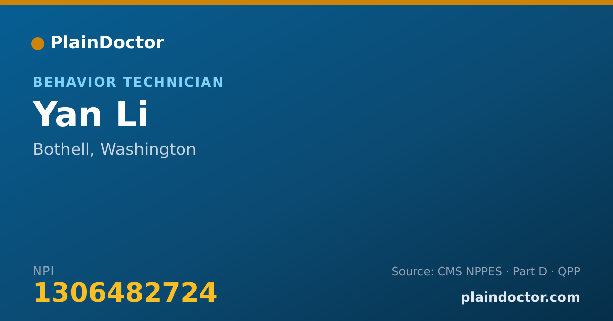 Shareable card for Yan Li - Behavior Technician, Bothell, WA