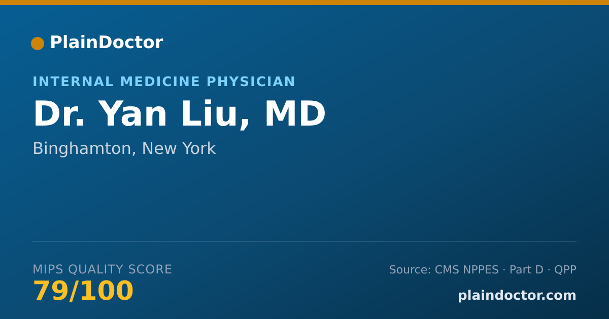 Shareable card for Yan Liu, MD - Internal Medicine Physician, Binghamton, NY