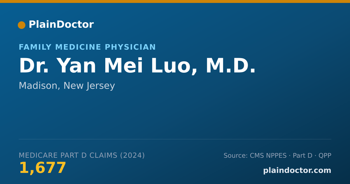 Shareable card for Yan Mei Luo, M.D. - Family Medicine Physician, Madison, NJ