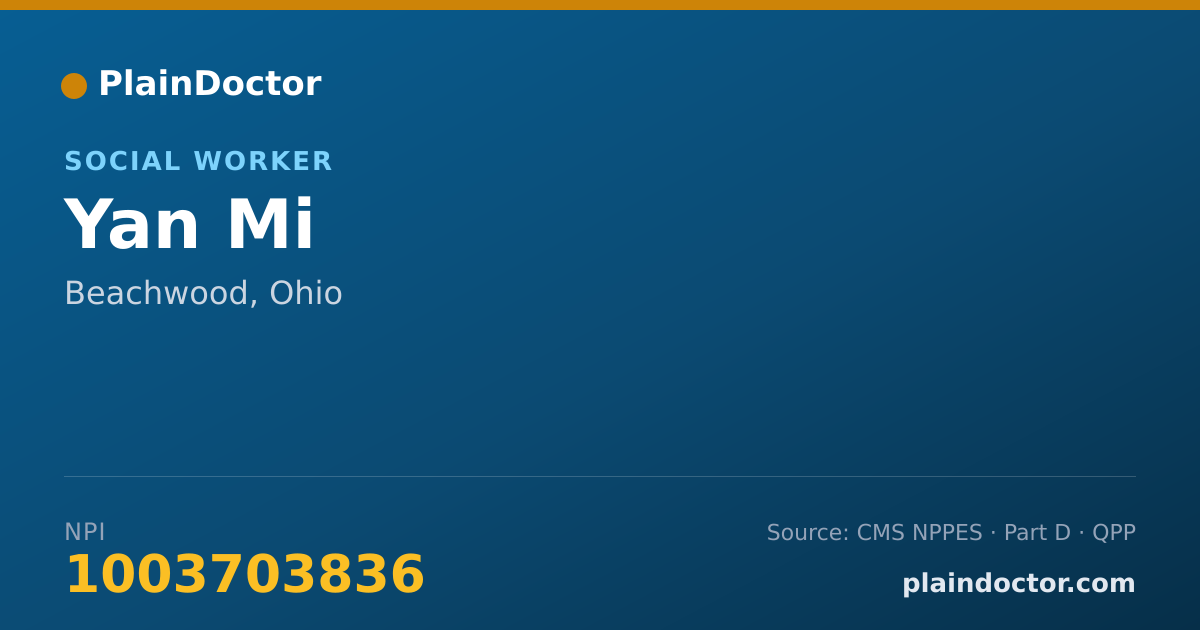 Shareable card for Yan Mi - Social Worker, Beachwood, OH