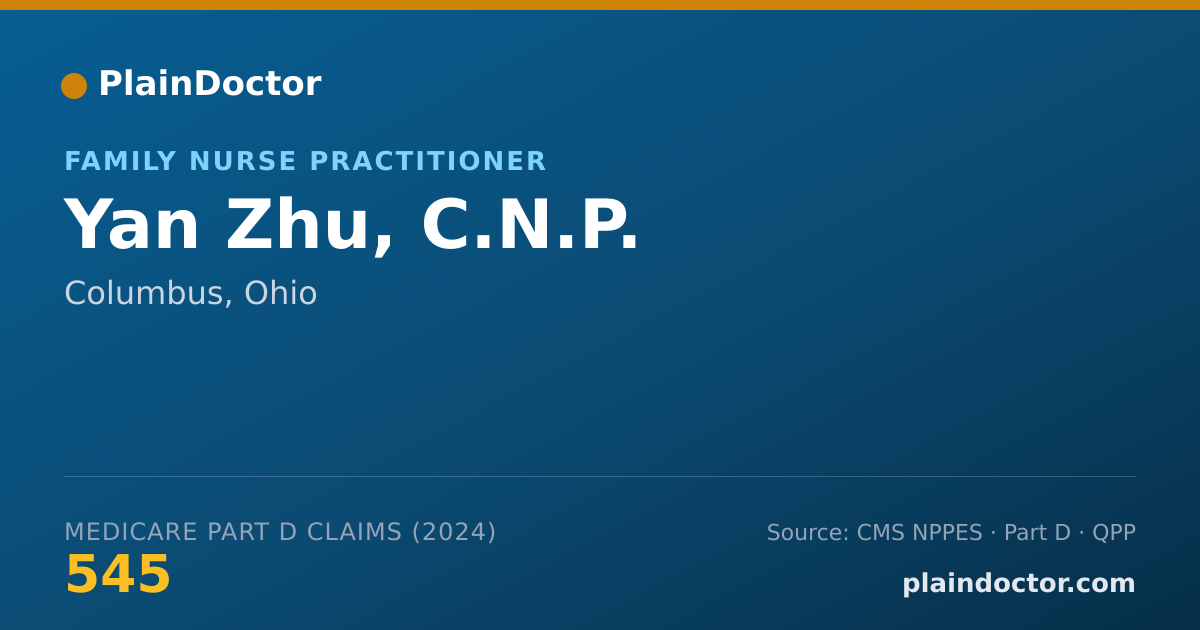 Shareable card for Yan Zhu, C.N.P. - Family Nurse Practitioner, Columbus, OH