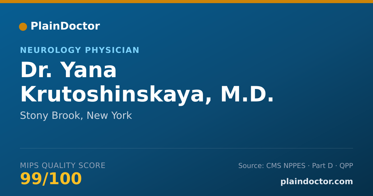 Shareable card for Yana Krutoshinskaya, M.D. - Neurology Physician, Stony Brook, NY