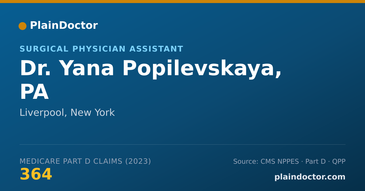 Shareable card for Yana Popilevskaya, PA - Surgical Physician Assistant, Liverpool, NY