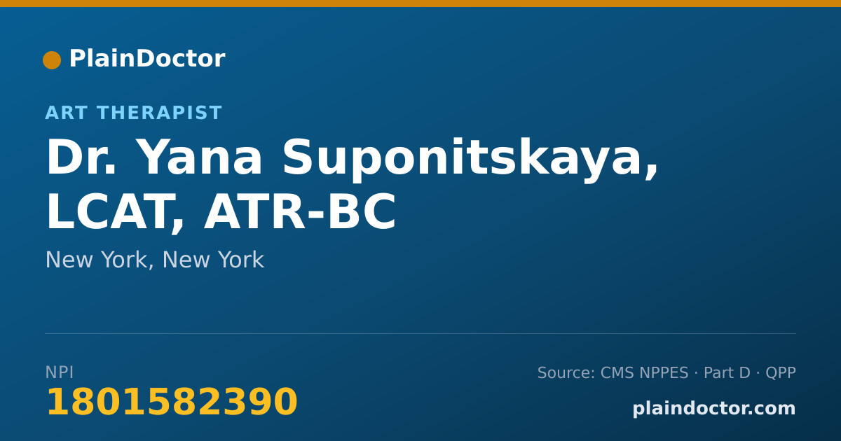 Shareable card for Yana Suponitskaya, LCAT, ATR-BC - Art Therapist, New York, NY