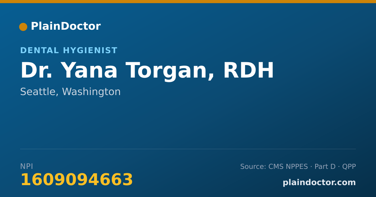 Shareable card for Yana Torgan, RDH - Dental Hygienist, Seattle, WA