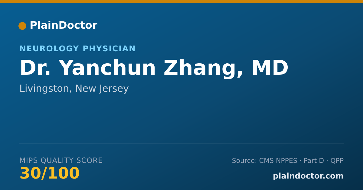 Shareable card for Yanchun Zhang, MD - Neurology Physician, Livingston, NJ