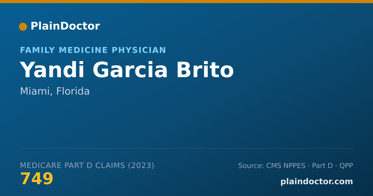 Shareable card for Yandi Garcia Brito - Family Medicine Physician, Miami, FL
