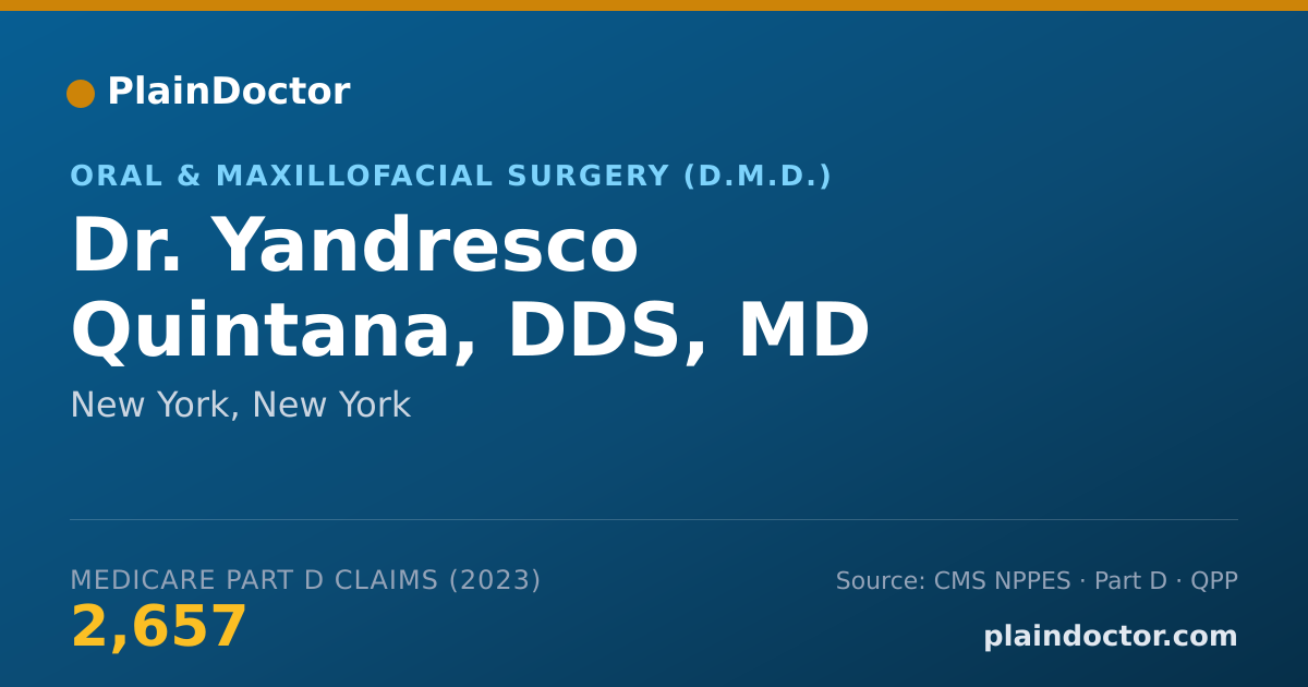 Shareable card for Yandresco Quintana, DDS, MD - Oral & Maxillofacial Surgery (D.M.D.), New York, NY