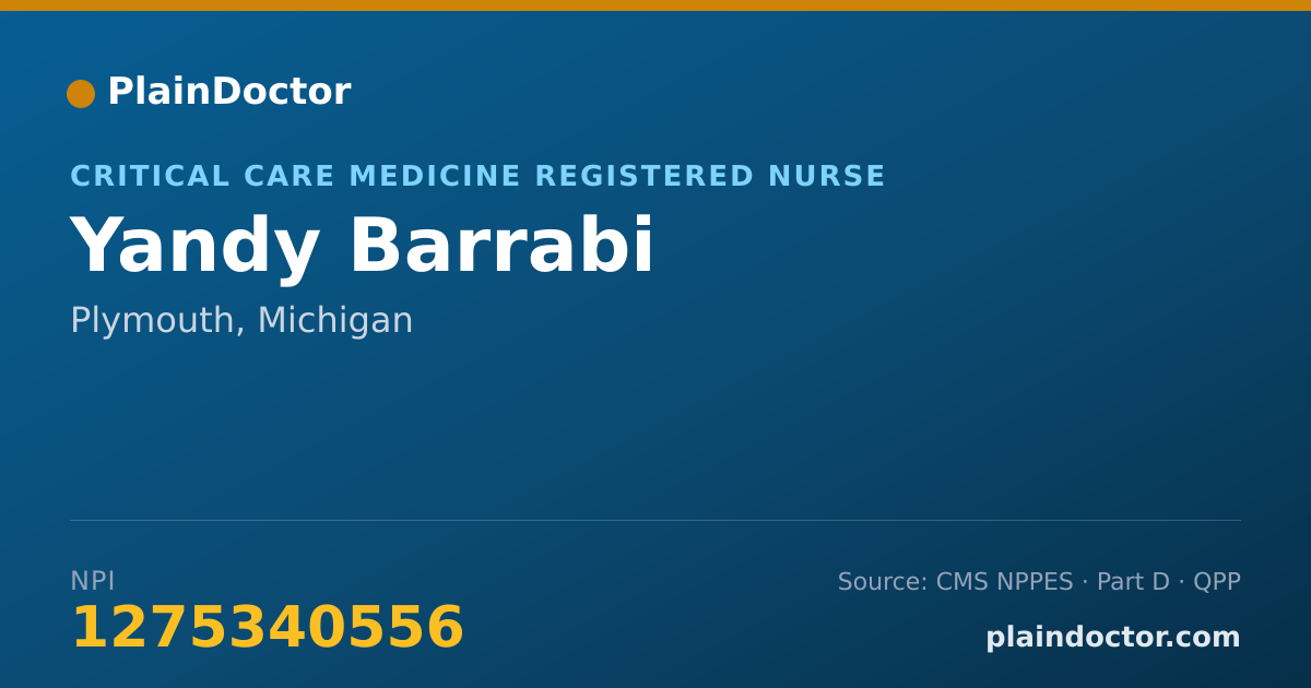 Shareable card for Yandy Barrabi - Critical Care Medicine Registered Nurse, Plymouth, MI