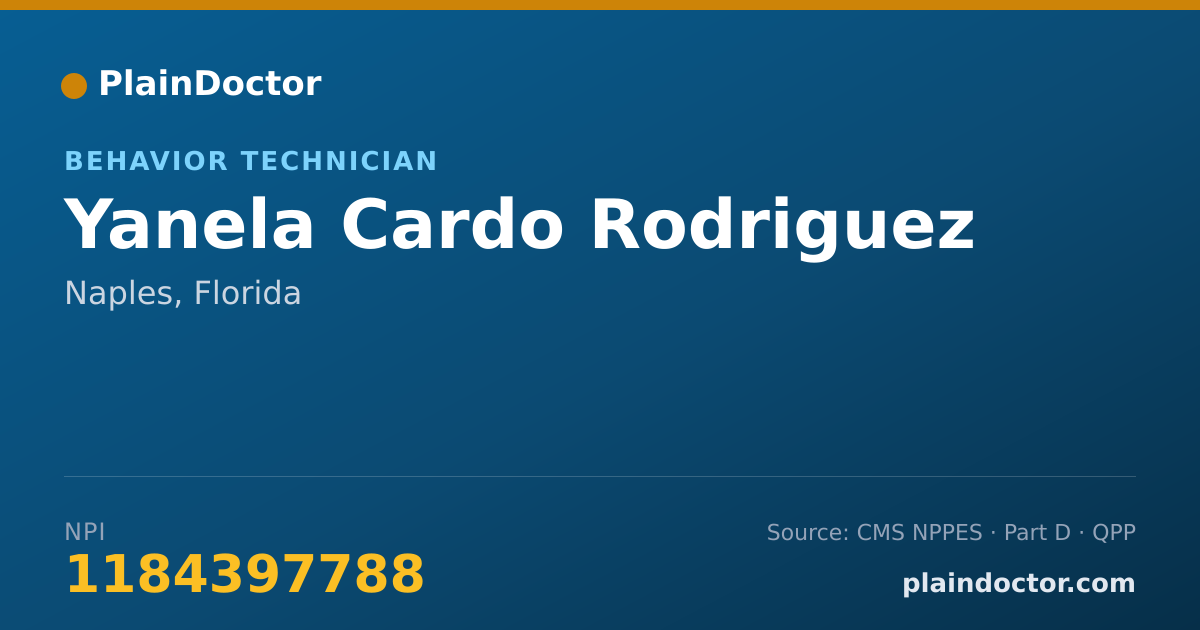 Shareable card for Yanela Cardo Rodriguez - Behavior Technician, Naples, FL
