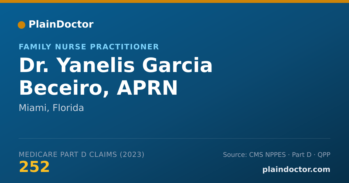 Shareable card for Yanelis Garcia Beceiro, APRN - Family Nurse Practitioner, Miami, FL