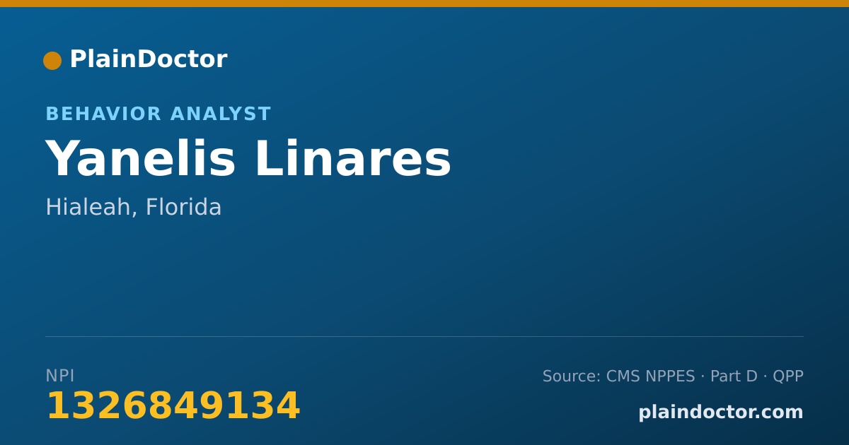 Shareable card for Yanelis Linares - Behavior Analyst, Hialeah, FL