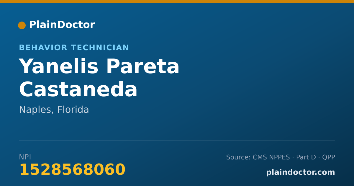 Shareable card for Yanelis Pareta Castaneda - Behavior Technician, Naples, FL