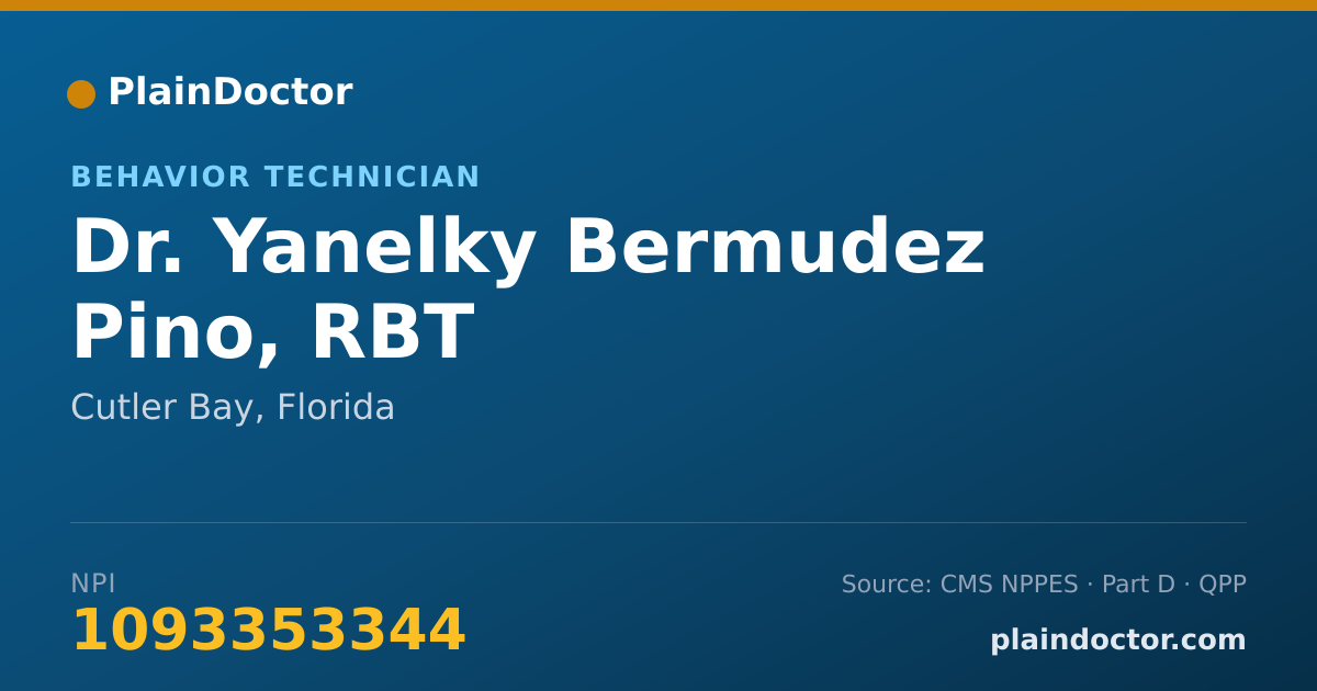 Shareable card for Yanelky Bermudez Pino, RBT - Behavior Technician, Cutler Bay, FL