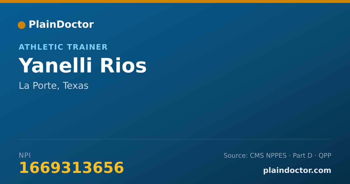 Shareable card for Yanelli Rios - Athletic Trainer, La Porte, TX