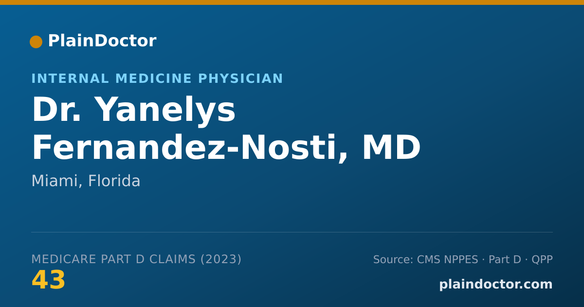 Shareable card for Yanelys Fernandez-Nosti, MD - Internal Medicine Physician, Miami, FL