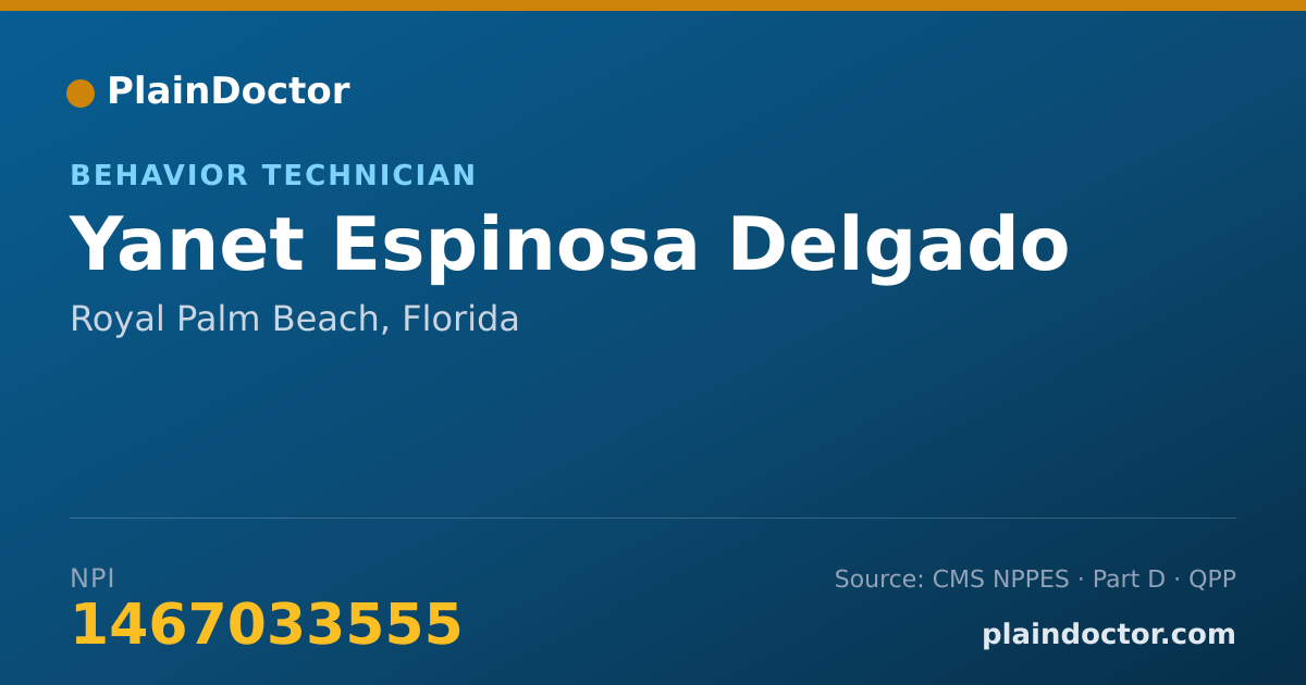 Shareable card for Yanet Espinosa Delgado - Behavior Technician, Royal Palm Beach, FL