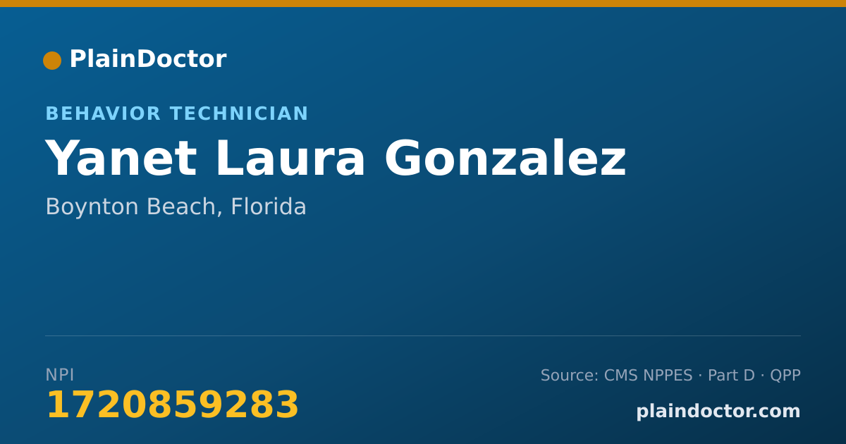 Shareable card for Yanet Laura Gonzalez - Behavior Technician, Boynton Beach, FL