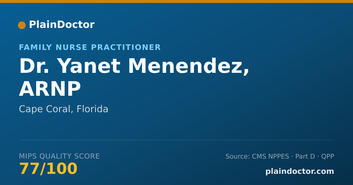 Shareable card for Yanet Menendez, ARNP - Family Nurse Practitioner, Cape Coral, FL