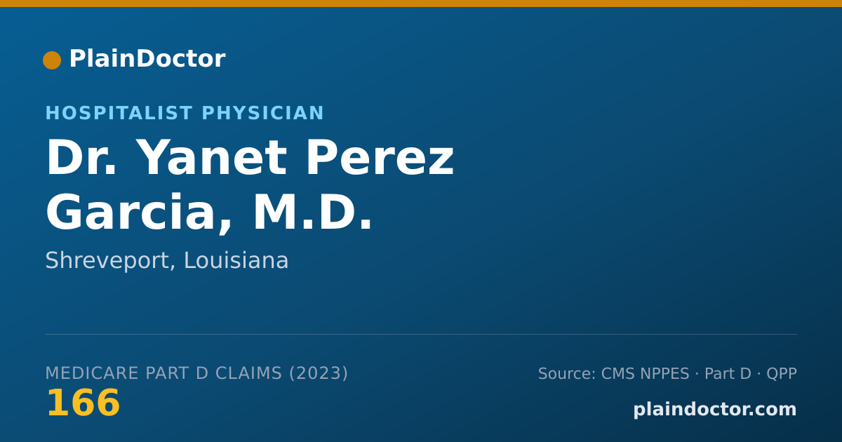 Shareable card for Yanet Perez Garcia, M.D. - Hospitalist Physician, Shreveport, LA