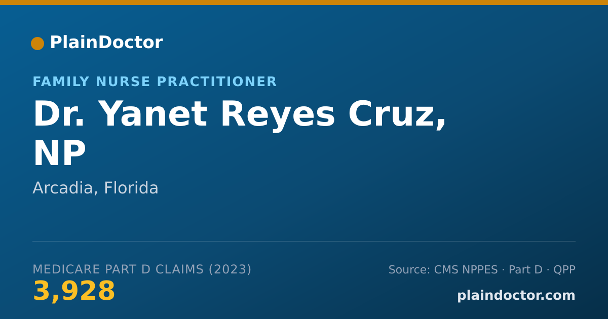 Shareable card for Yanet Reyes Cruz, NP - Family Nurse Practitioner, Arcadia, FL
