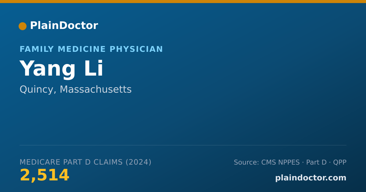 Shareable card for Yang Li - Family Medicine Physician, Quincy, MA