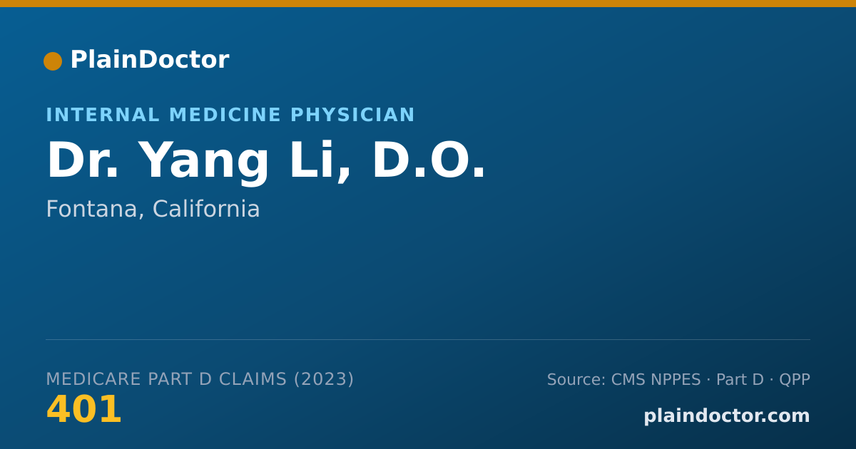 Shareable card for Yang Li, D.O. - Internal Medicine Physician, Fontana, CA