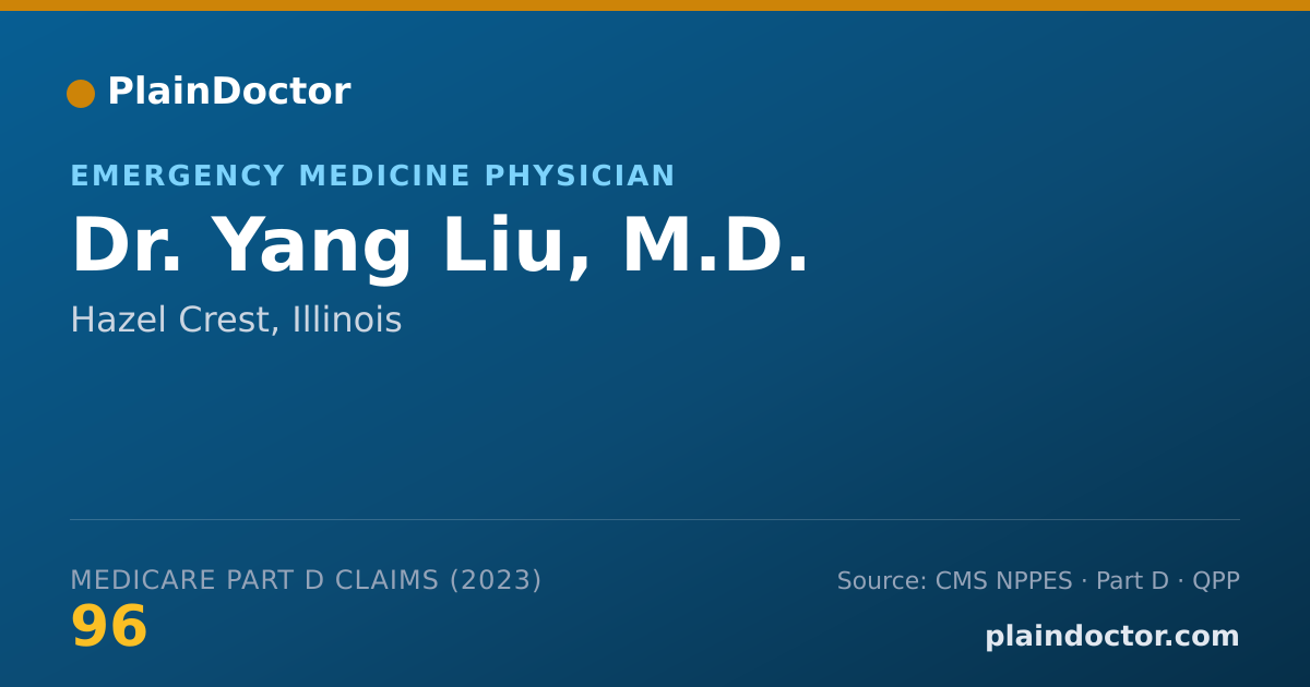 Shareable card for Yang Liu, M.D. - Emergency Medicine Physician, Hazel Crest, IL