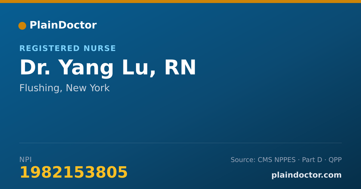 Shareable card for Yang Lu, RN - Registered Nurse, Flushing, NY