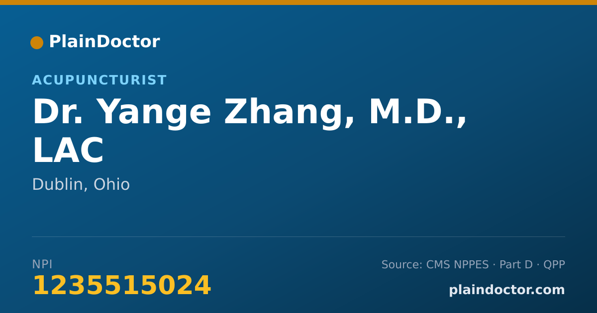 Shareable card for Yange Zhang, M.D., LAC - Acupuncturist, Dublin, OH