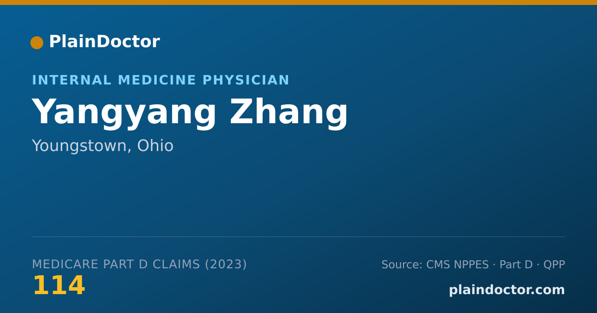 Shareable card for Yangyang Zhang - Internal Medicine Physician, Youngstown, OH