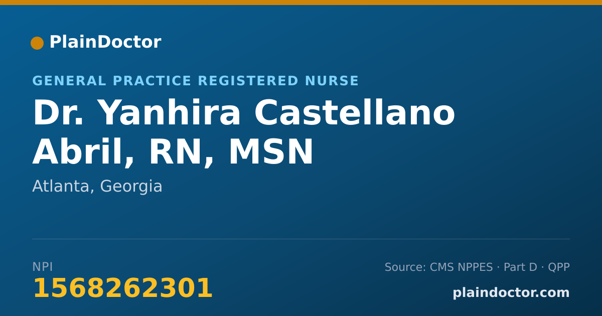 Shareable card for Yanhira Castellano Abril, RN, MSN - General Practice Registered Nurse, Atlanta, GA