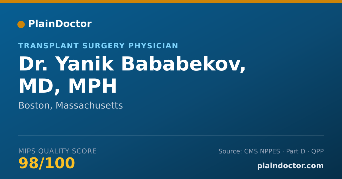 Shareable card for Yanik Bababekov, MD, MPH - Transplant Surgery Physician, Boston, MA
