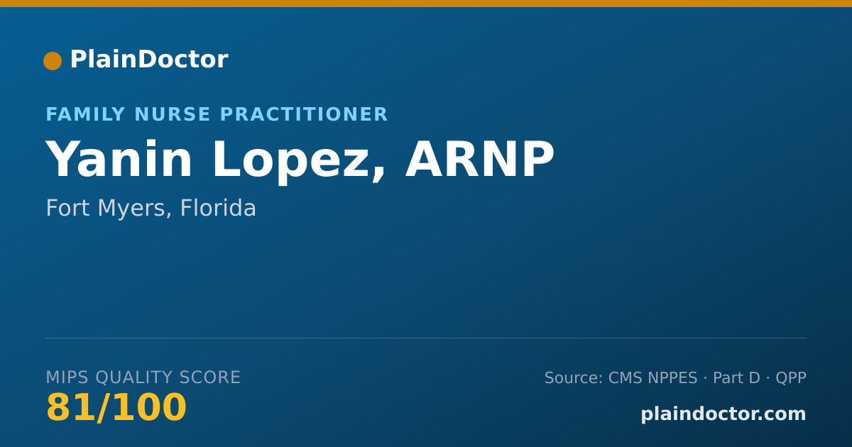 Shareable card for Yanin Lopez, ARNP - Family Nurse Practitioner, Fort Myers, FL