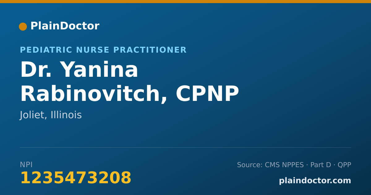 Shareable card for Yanina Rabinovitch, CPNP - Pediatric Nurse Practitioner, Joliet, IL