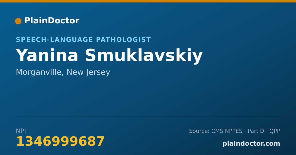 Shareable card for Yanina Smuklavskiy - Speech-Language Pathologist, Morganville, NJ