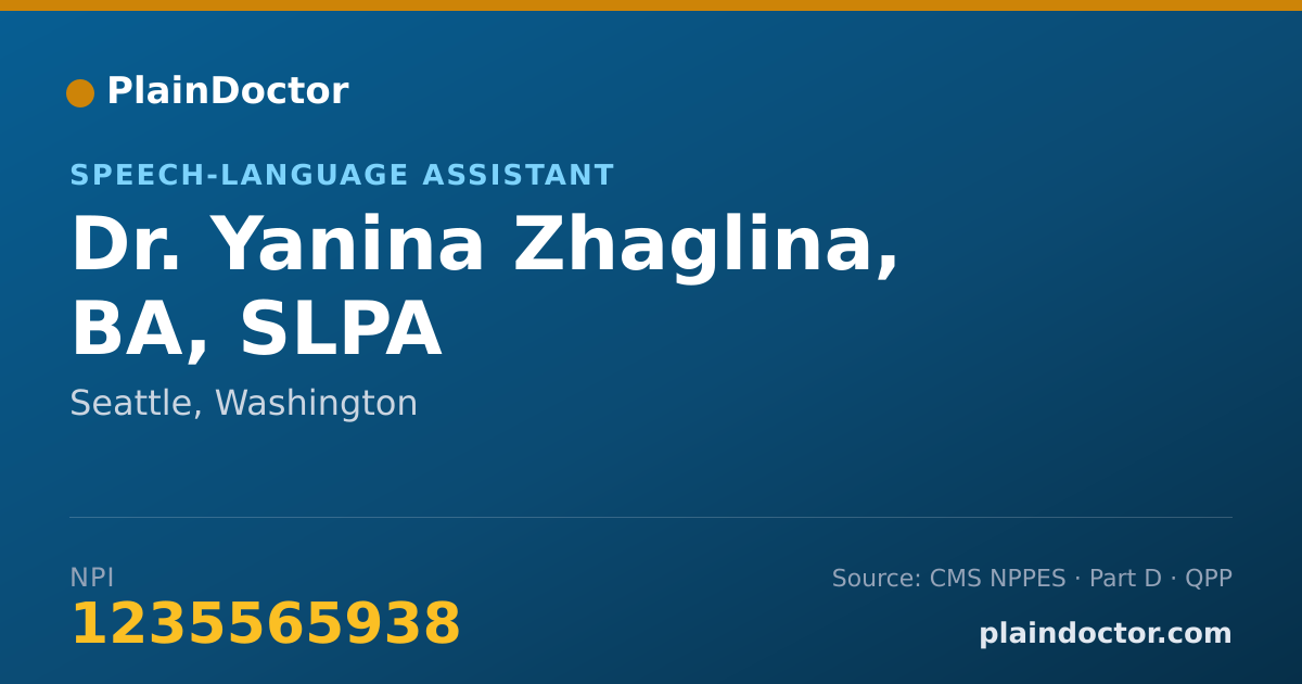 Shareable card for Yanina Zhaglina, BA, SLPA - Speech-Language Assistant, Seattle, WA