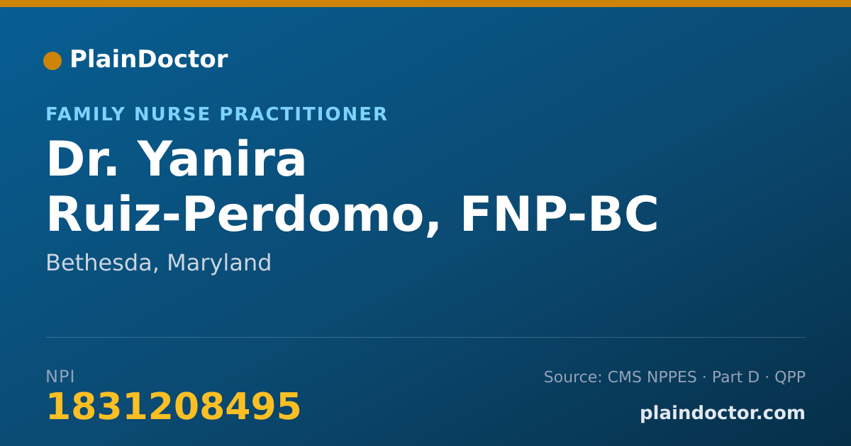Shareable card for Yanira Ruiz-Perdomo, FNP-BC - Family Nurse Practitioner, Bethesda, MD