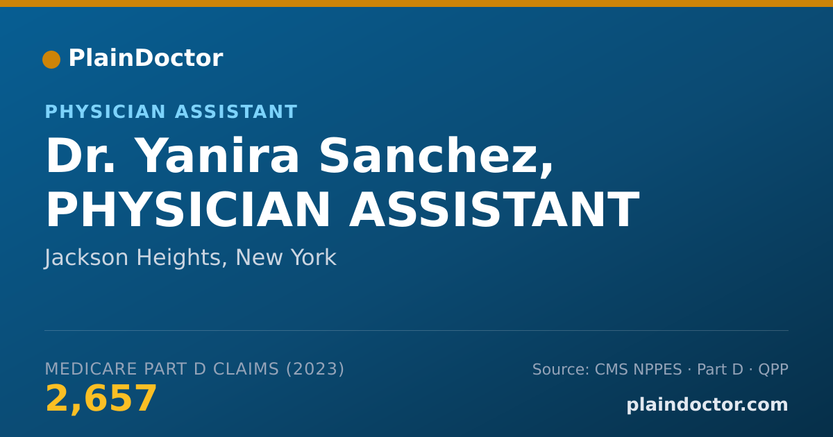 Shareable card for Yanira Sanchez, PHYSICIAN ASSISTANT - Physician Assistant, Jackson Heights, NY