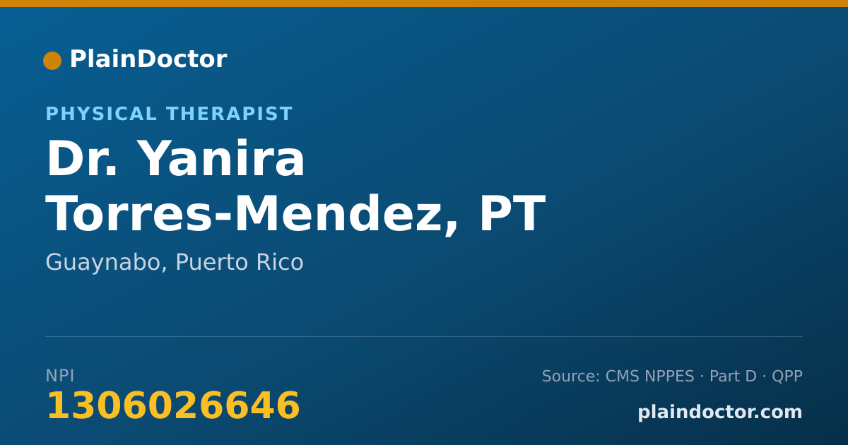 Shareable card for Yanira Torres-Mendez, PT - Physical Therapist, Guaynabo, PR