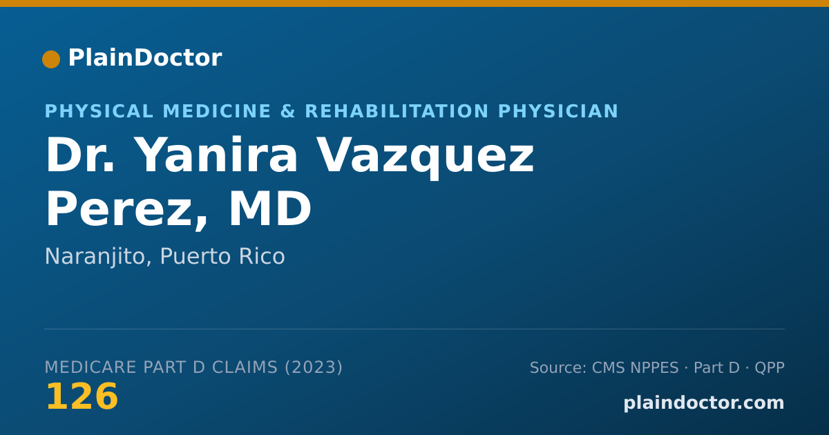 Shareable card for Yanira Vazquez Perez, MD - Physical Medicine & Rehabilitation Physician, Naranjito, PR