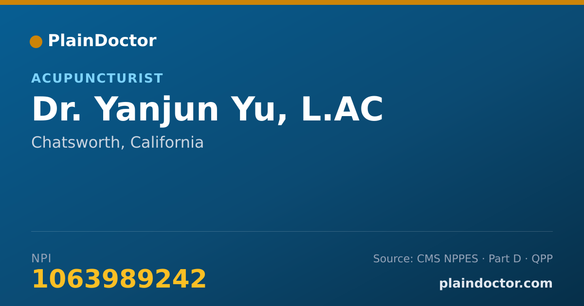 Shareable card for Yanjun Yu, L.AC - Acupuncturist, Chatsworth, CA
