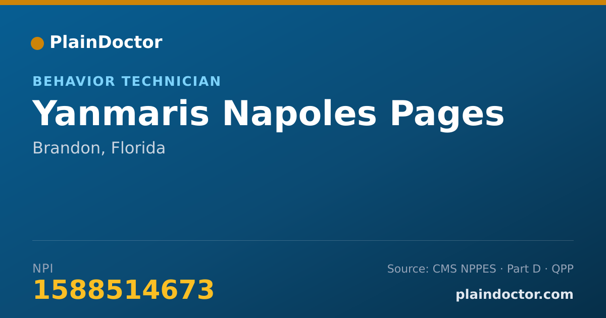 Shareable card for Yanmaris Napoles Pages - Behavior Technician, Brandon, FL