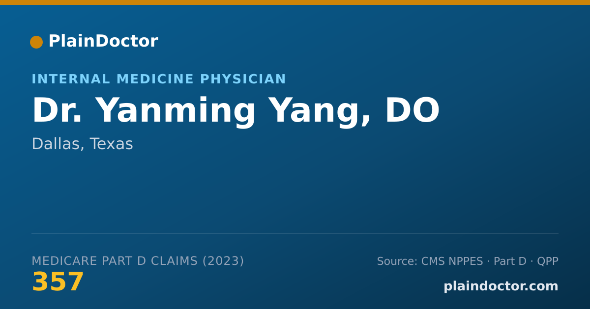 Shareable card for Yanming Yang, DO - Internal Medicine Physician, Dallas, TX