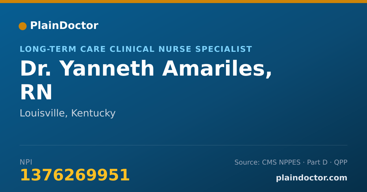 Shareable card for Yanneth Amariles, RN - Long-Term Care Clinical Nurse Specialist, Louisville, KY