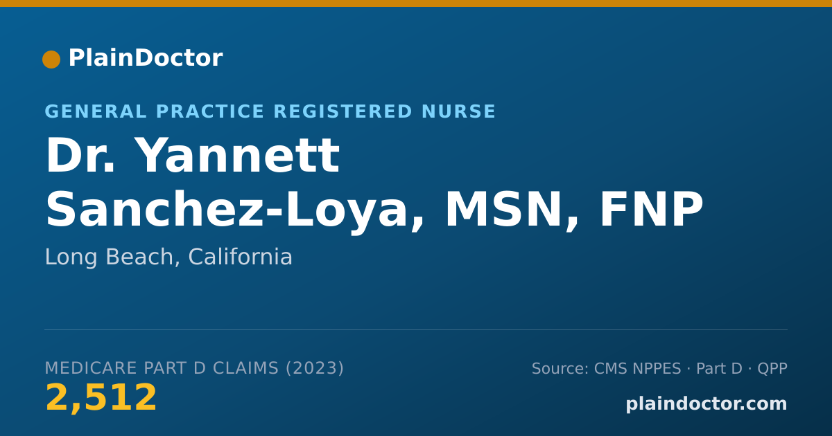 Shareable card for Yannett Sanchez-Loya, MSN, FNP - General Practice Registered Nurse, Long Beach, CA
